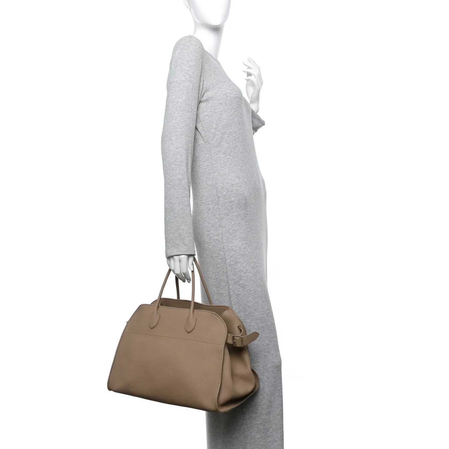 Matte Grained Calfskin Soft Margaux 15 Dark Taupe