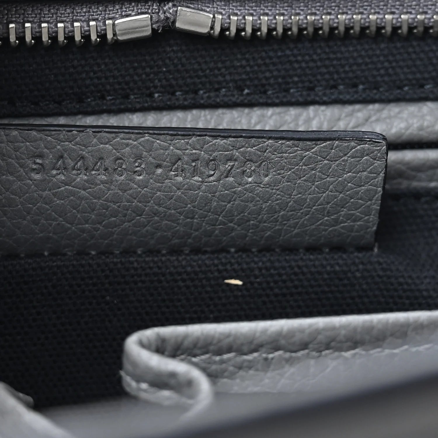 Pebbled Calfskin Small Skull Padlock Zip around Tote Dark Grey