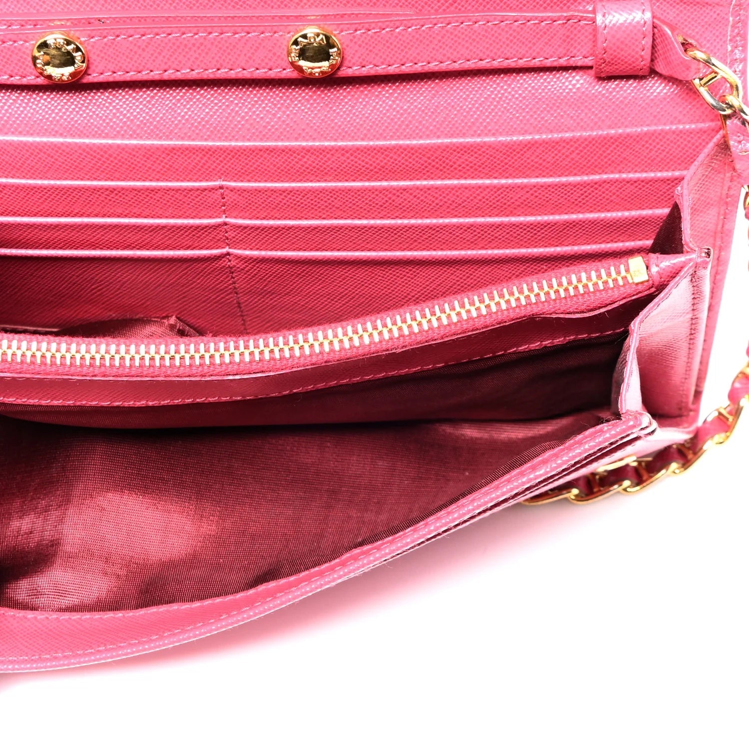 Saffiano Metal Oro Chain Wallet Peonia