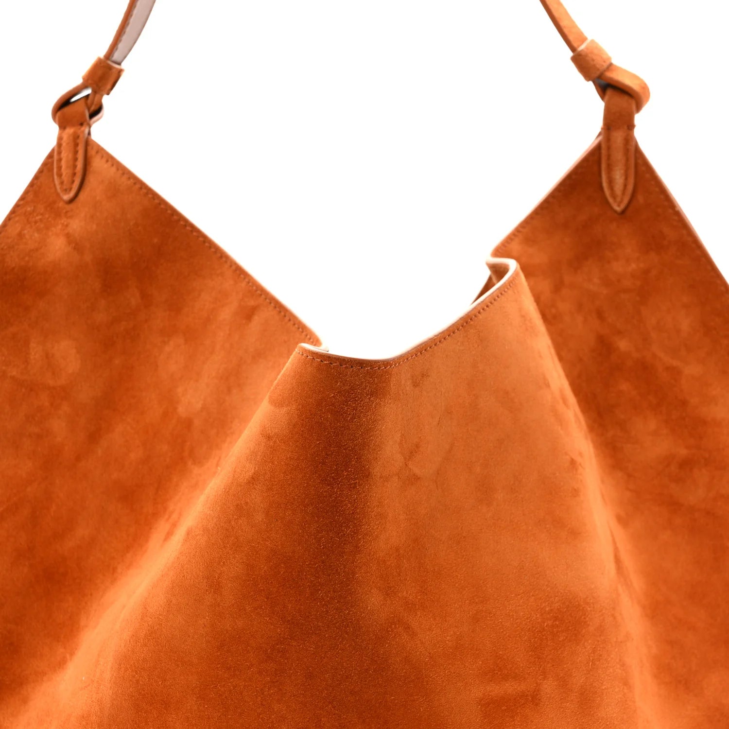 Suede Calfskin Medium Lotus Tote Caramel
