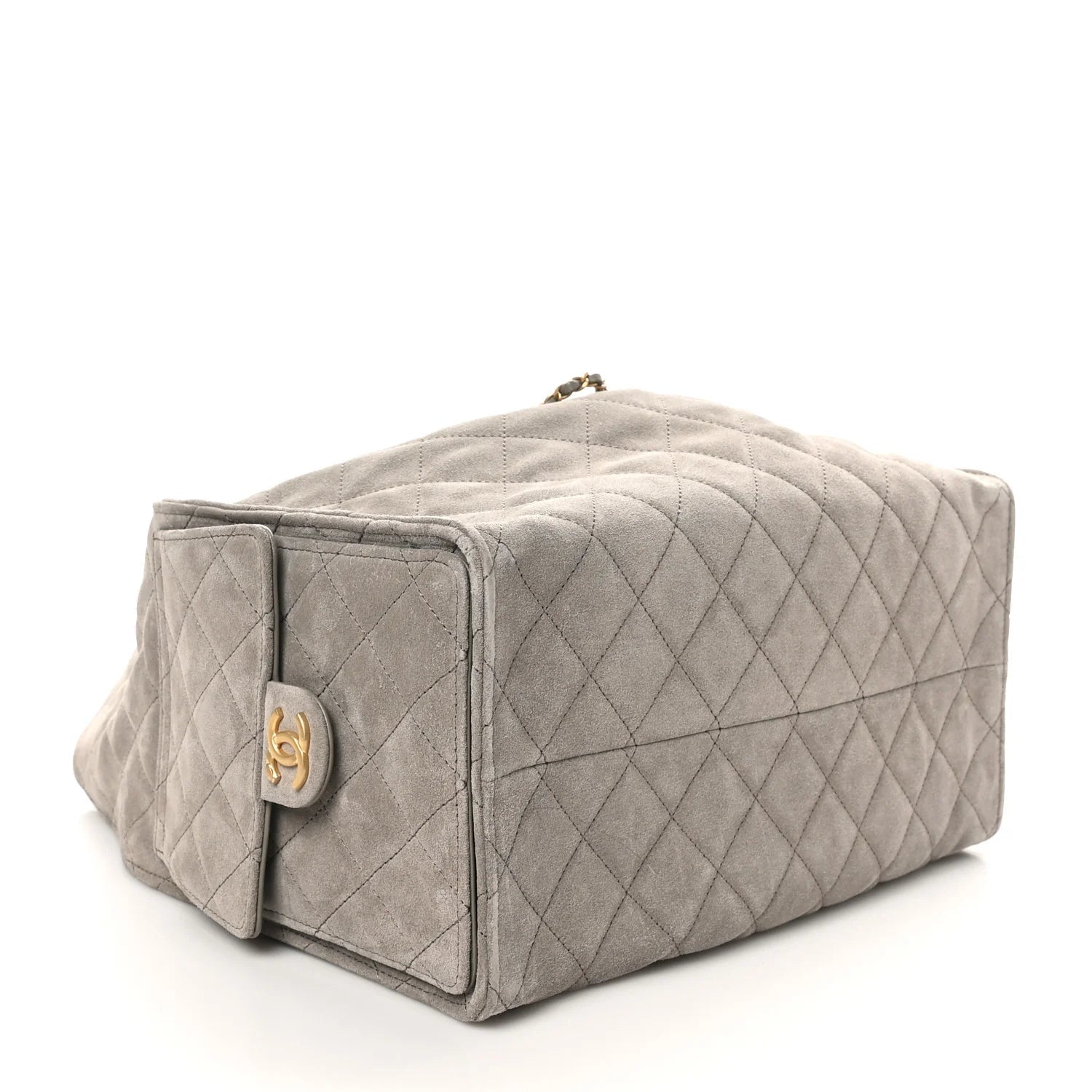 Suede Quilted Medium  25 Handbag Dark Grey