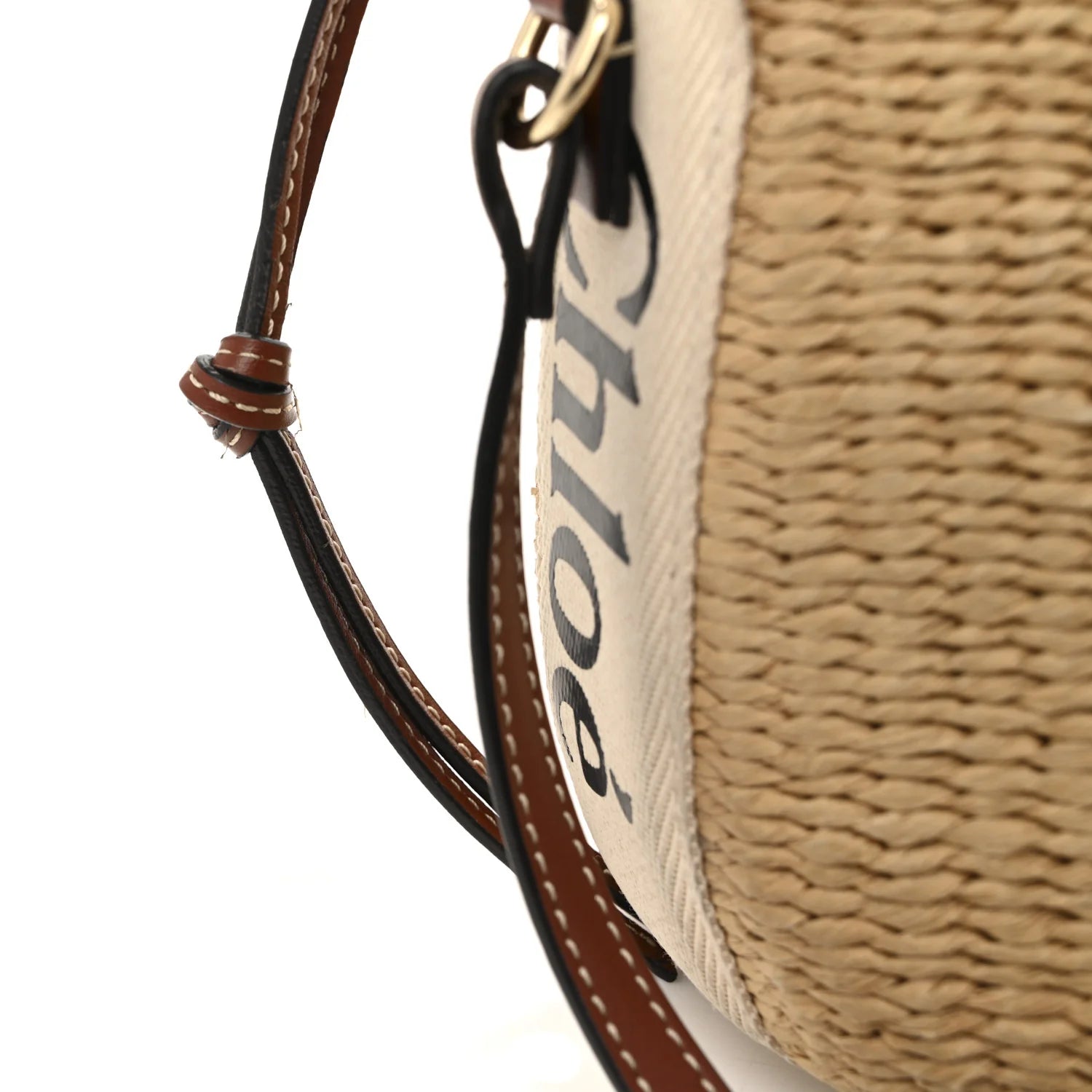 X MIFUKO Raffia Calfskin Small Woody Basket Shoulder Bag Black Beige
