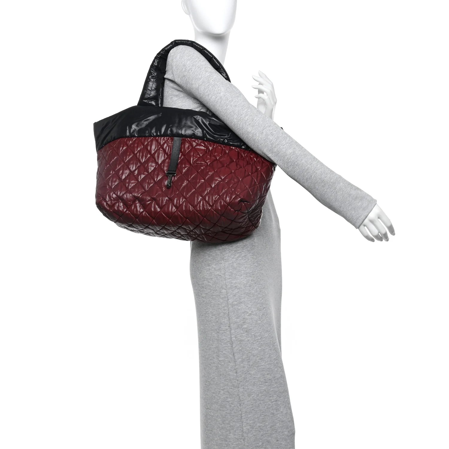 Nylon Quilted Medium Coco Cocoon Reversible Tote Black