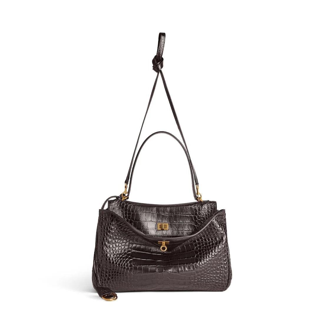 DARK BROWN LEATHER RODEO HANDBAG