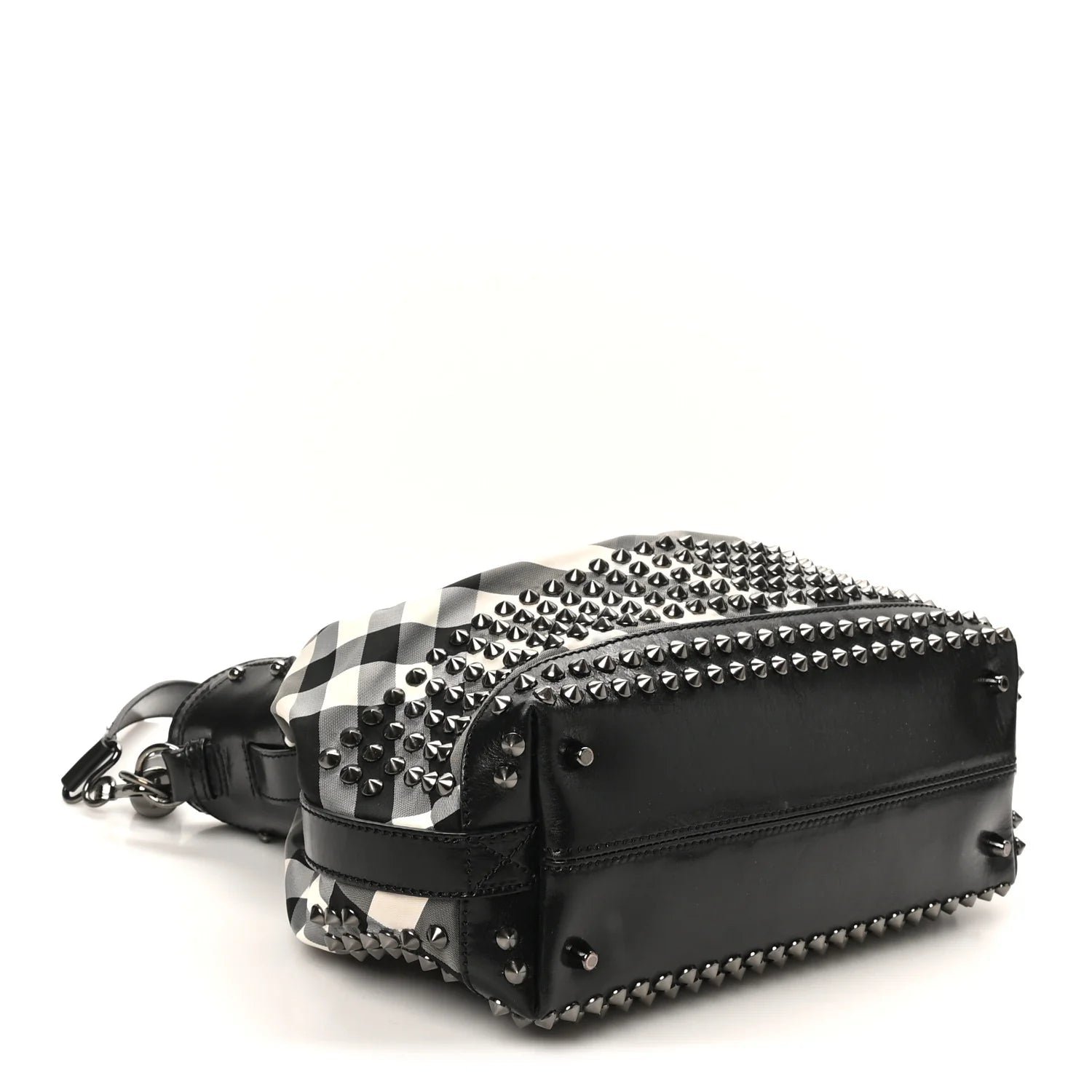 Nylon Beat Check Studded Hobo Black