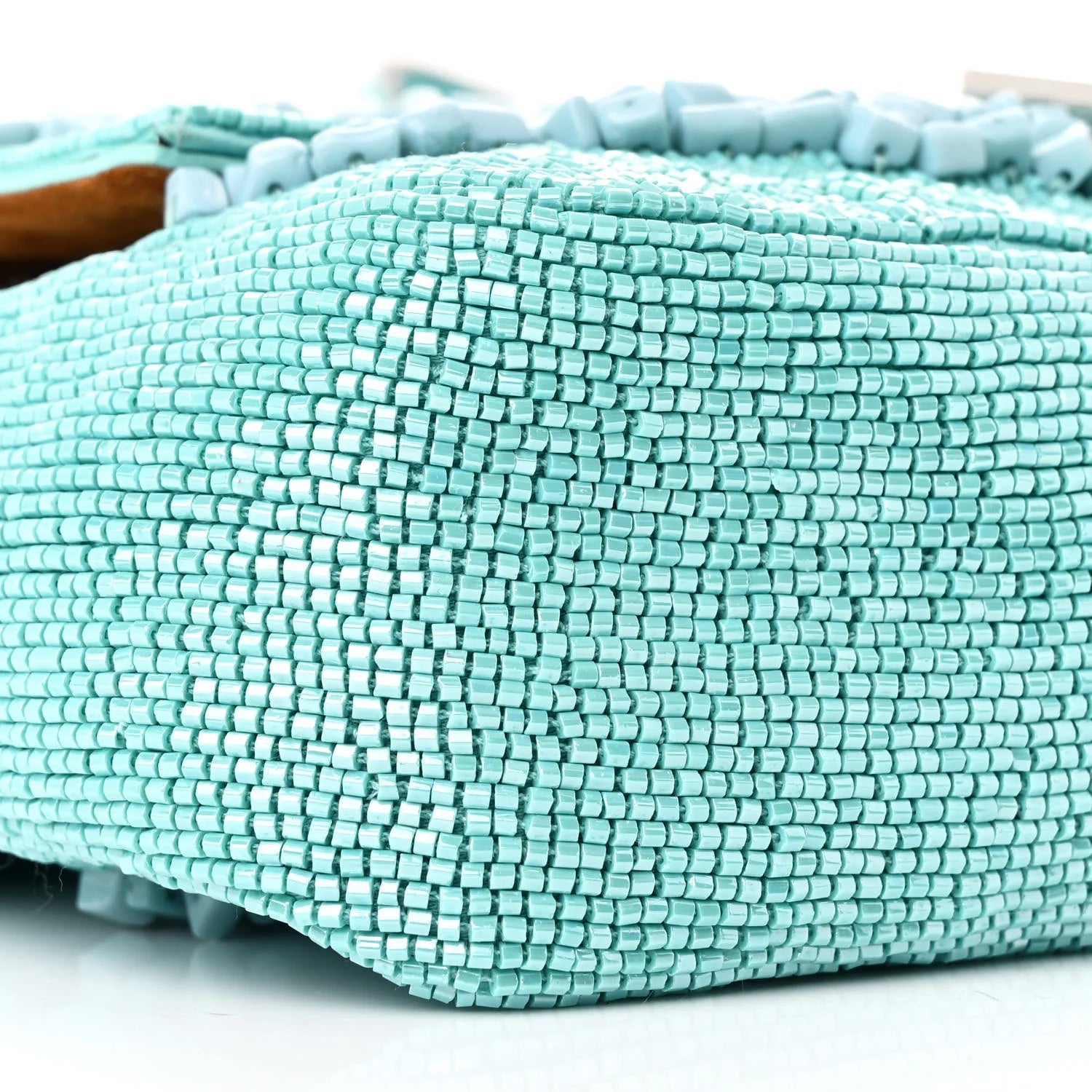 Rolling Stone Vitello Seta Bead Embroidered Re-Edition Baguette Spring Turquoise