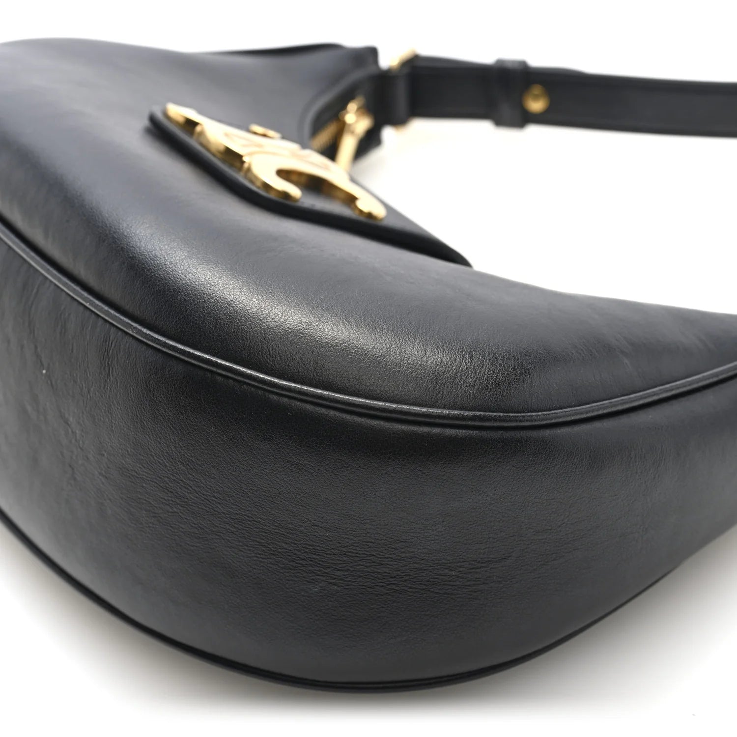 Smooth Calfskin Medium Strap Ava Triomphe Shoulder Bag Black