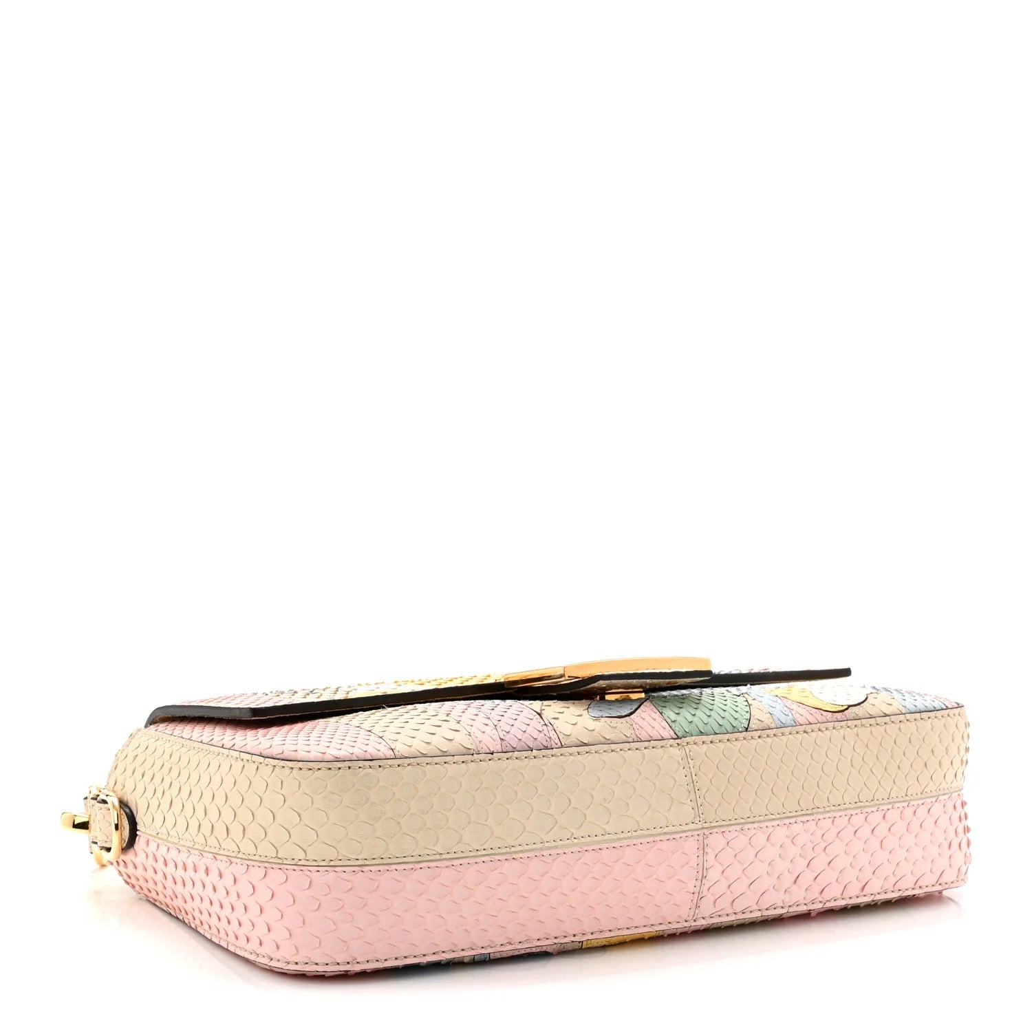 Snakeskin Floral Stitched Baguette Latte Multicolor