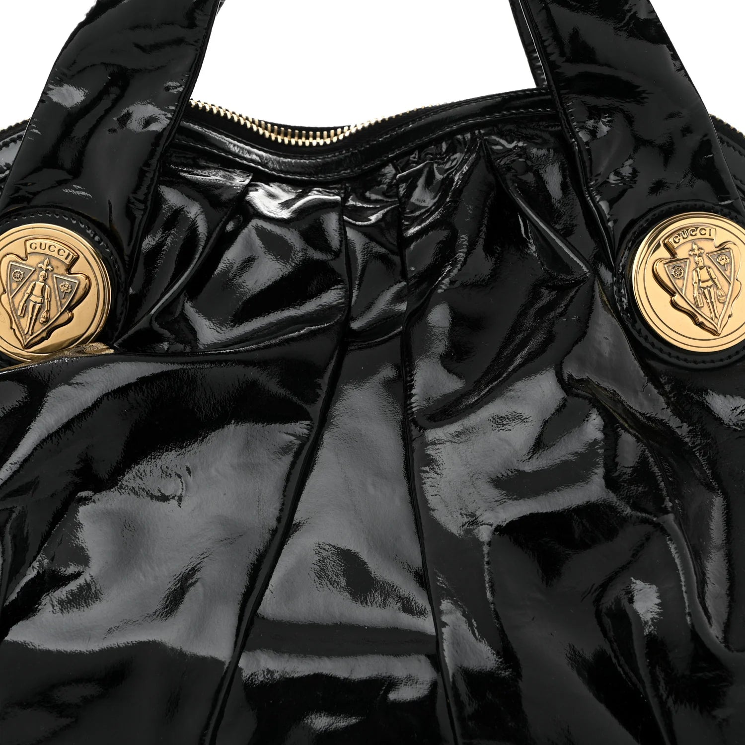 Patent Large Hysteria Top Handle Bag Black