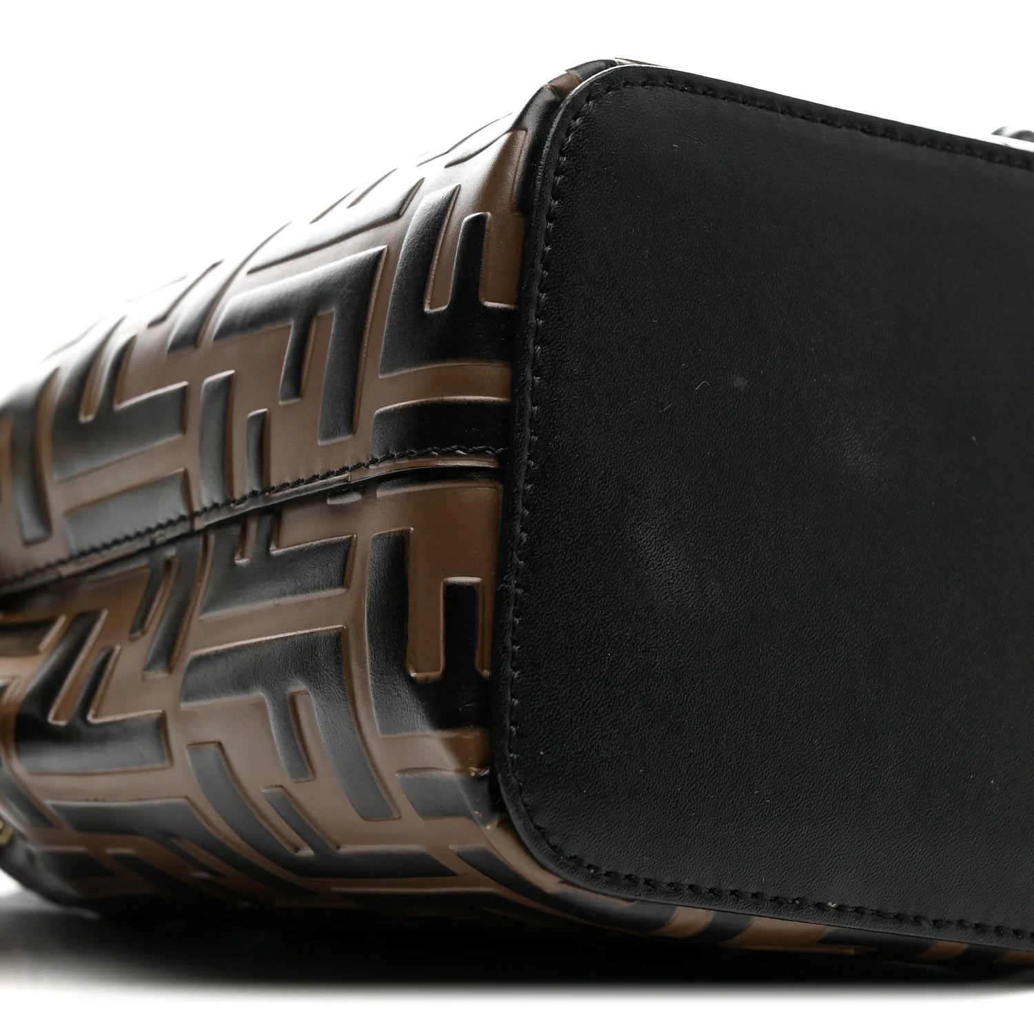 Vitello Liberty F Is  Bi-Color FF 1974 Embossed Mini Mon Tresor Bucket Bag Maya Black