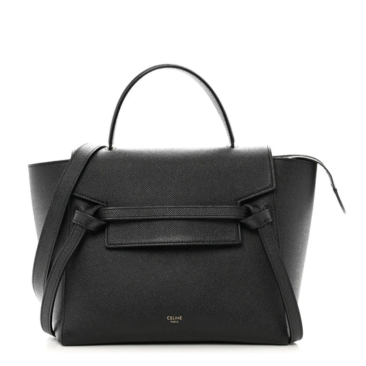 Grained Calfskin Micro Belt Bag Black