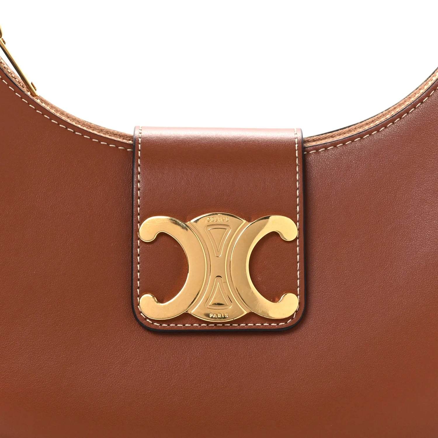 Smooth Calfskin Medium Strap Ava Triomphe Shoulder Bag Tan