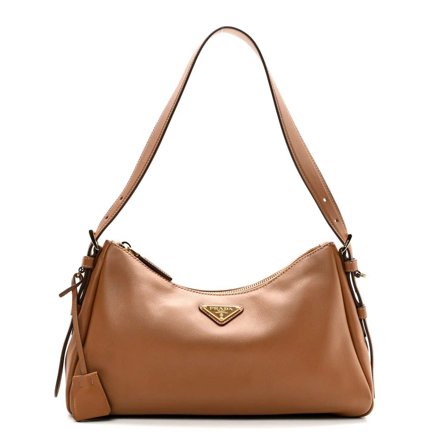 Soft Calfskin Medium Aimee Shoulder Bag Caramel