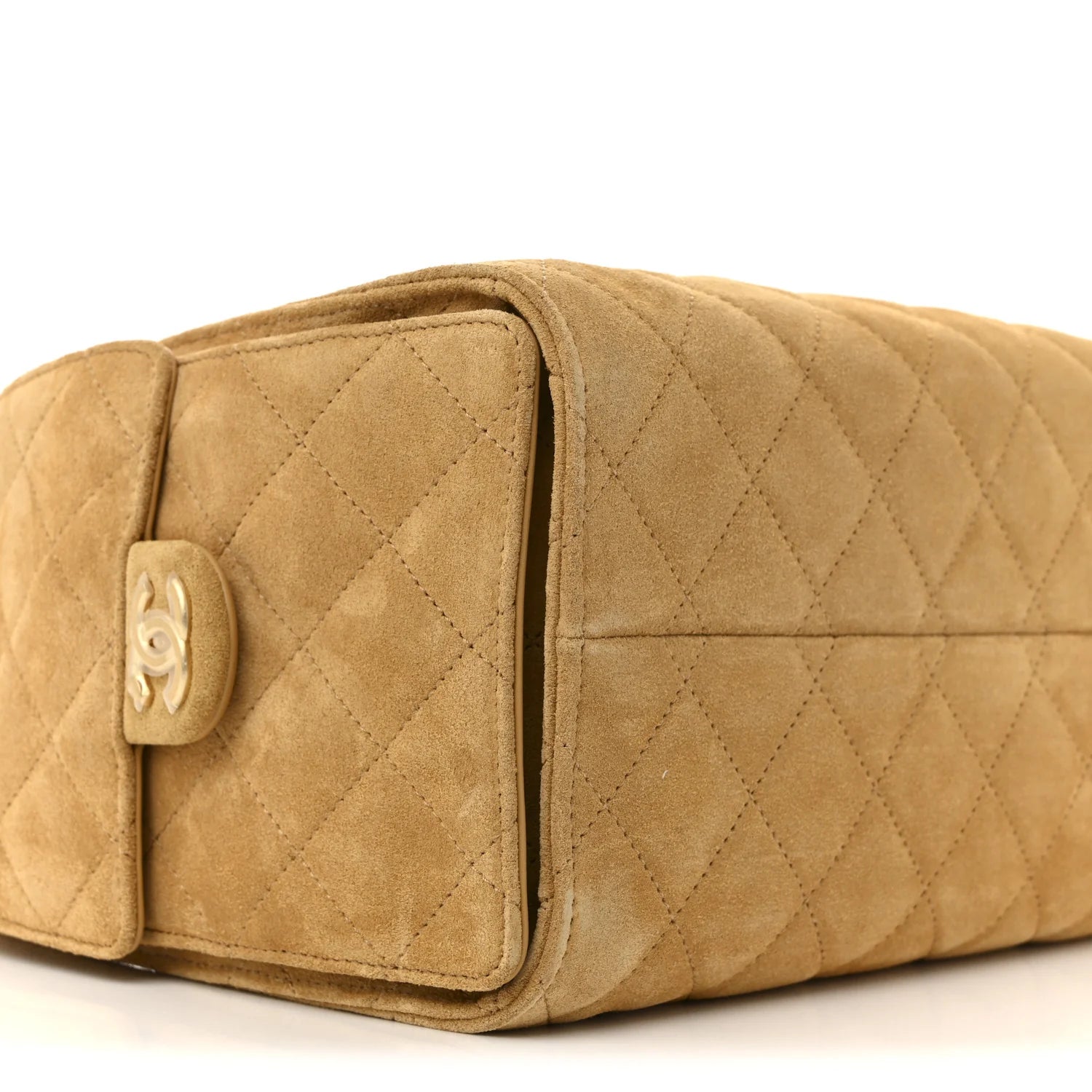 Suede Quilted Small  25 Handbag Beige