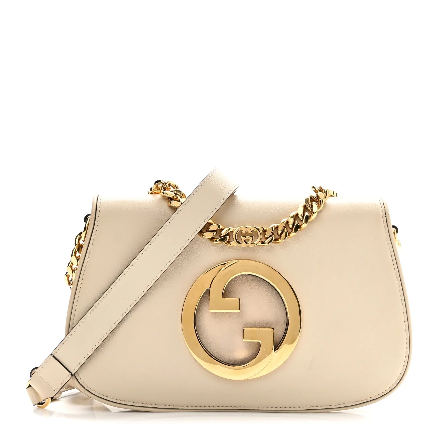 Roxy Calfskin Blondie Chain Shoulder Flap Bag Mystic White