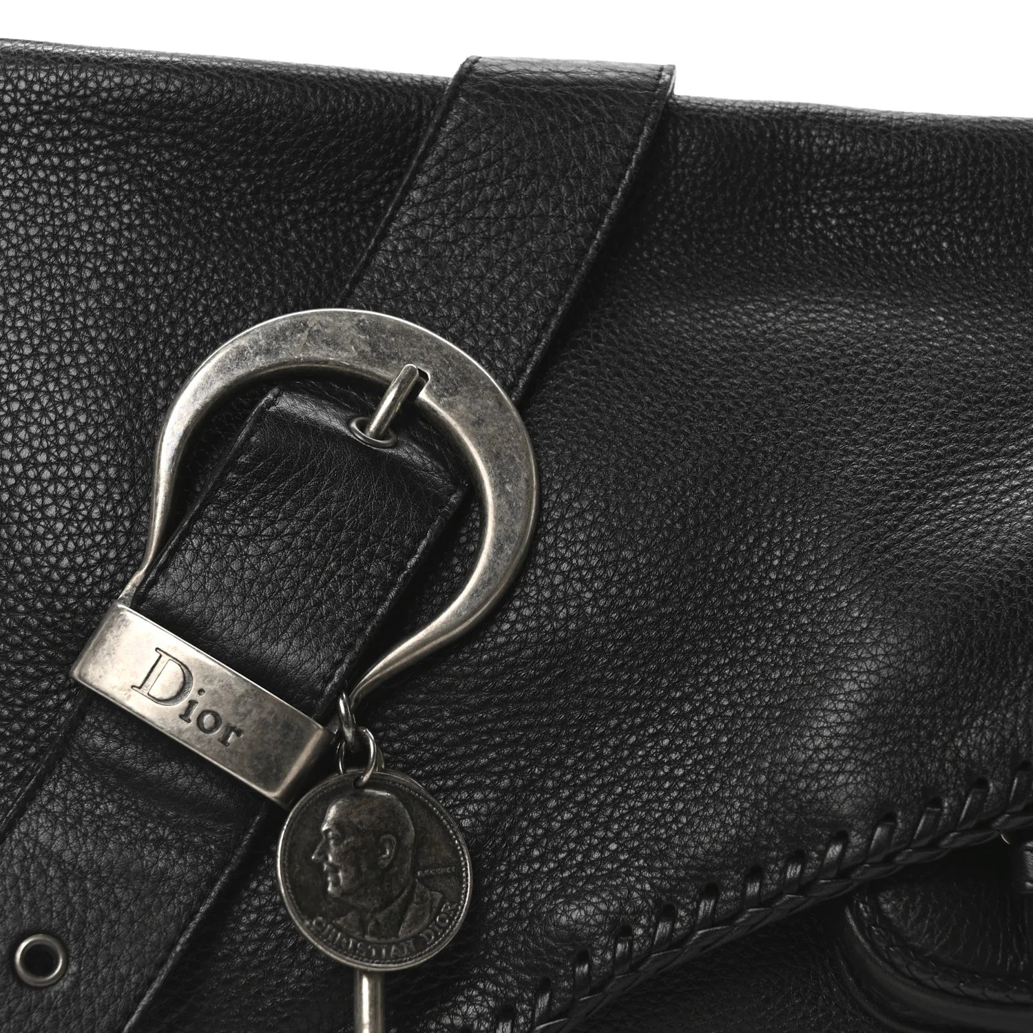 Pebbled Calfkskin Braided Medium Gaucho Double Saddle Bag Black