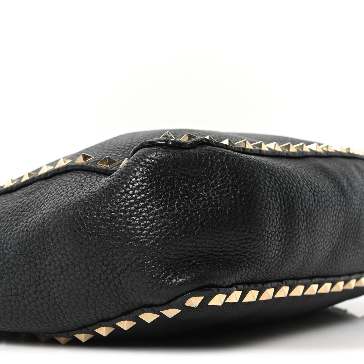 Pebbled Calfskin Rockstud Flip-Lock Messenger Bag Black