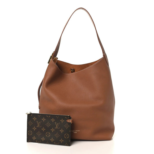 Grained Calfskin Low Key Hobo MM Cognac