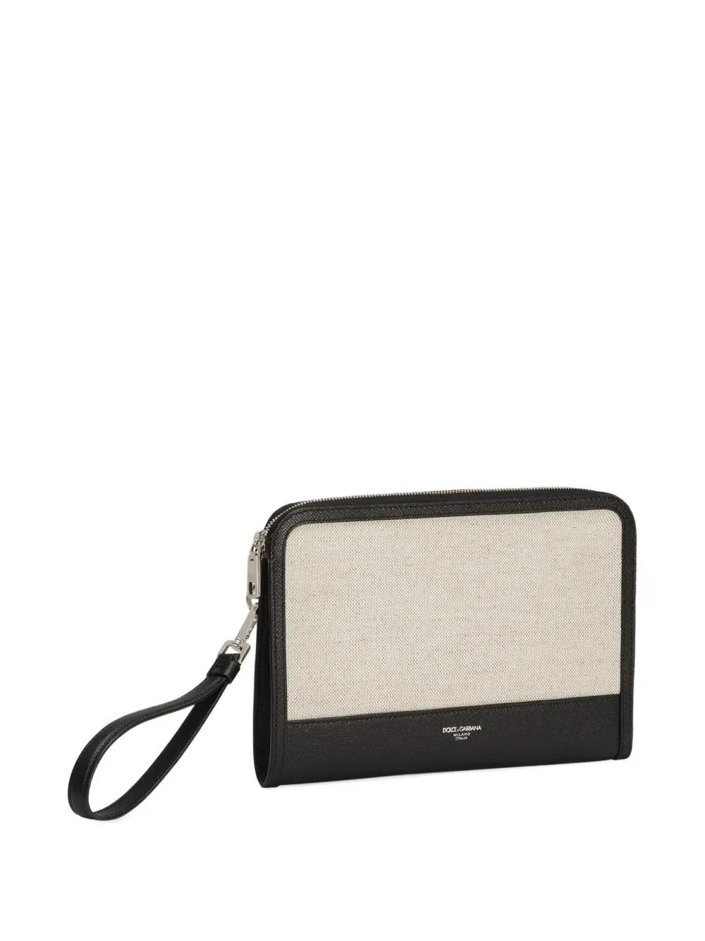 TWO-TONE IVORY BLACK CLUTCH BAG with LOGO