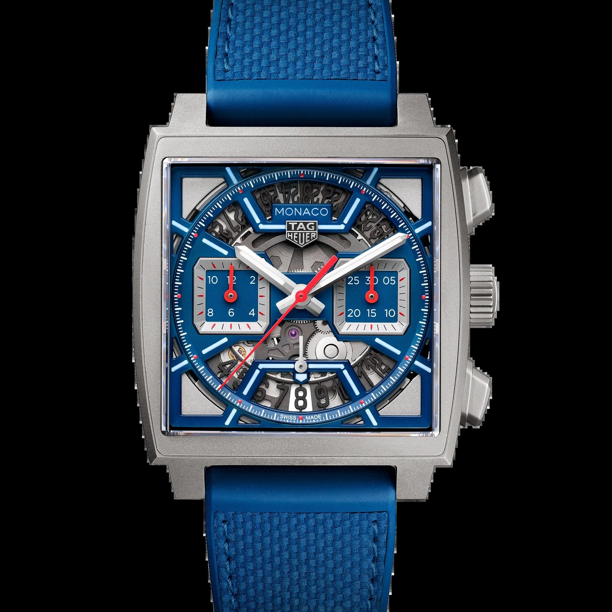 Unworn  Monaco Chronograph Skeleton, Titanium, Automatic, 39Mm, Ref# CBL2182.FT6235, Box and Papers