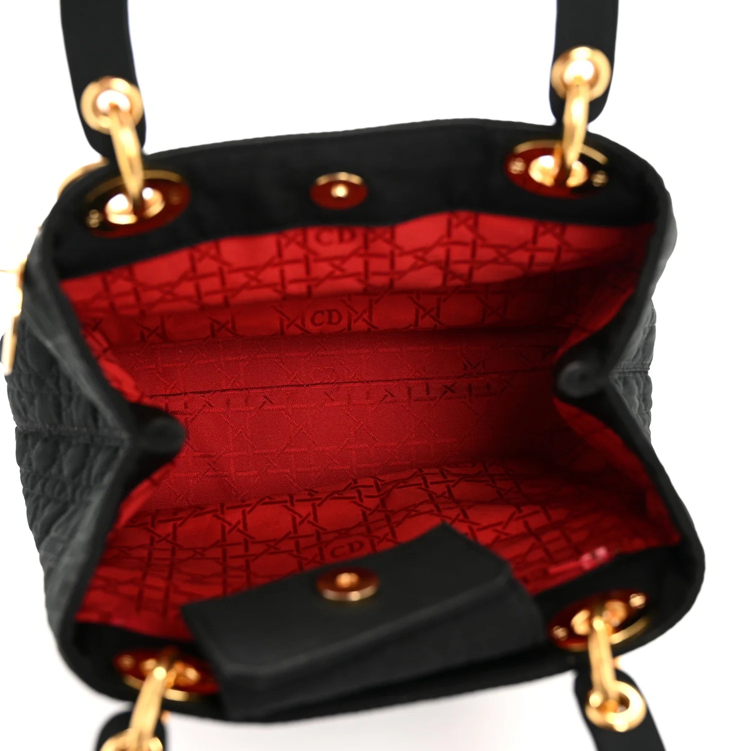 Nylon Cannage Medium Lady Dior Black