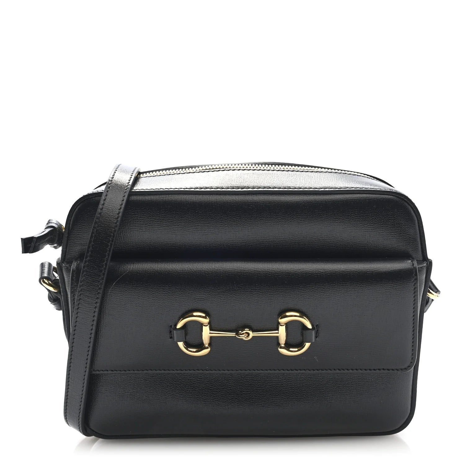 Textured Calfskin Small Horsebit 1955 Shoulder Bag Black