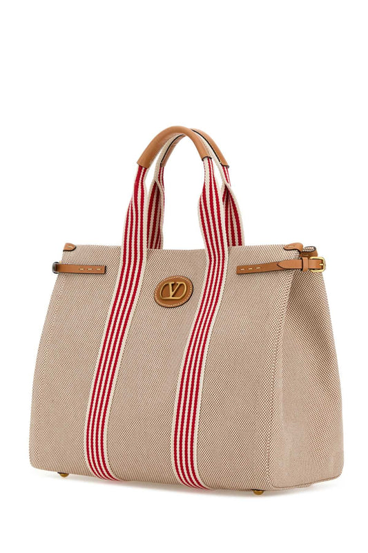 TWO-TONE CANVAS VLOGO SHOPPING BAG