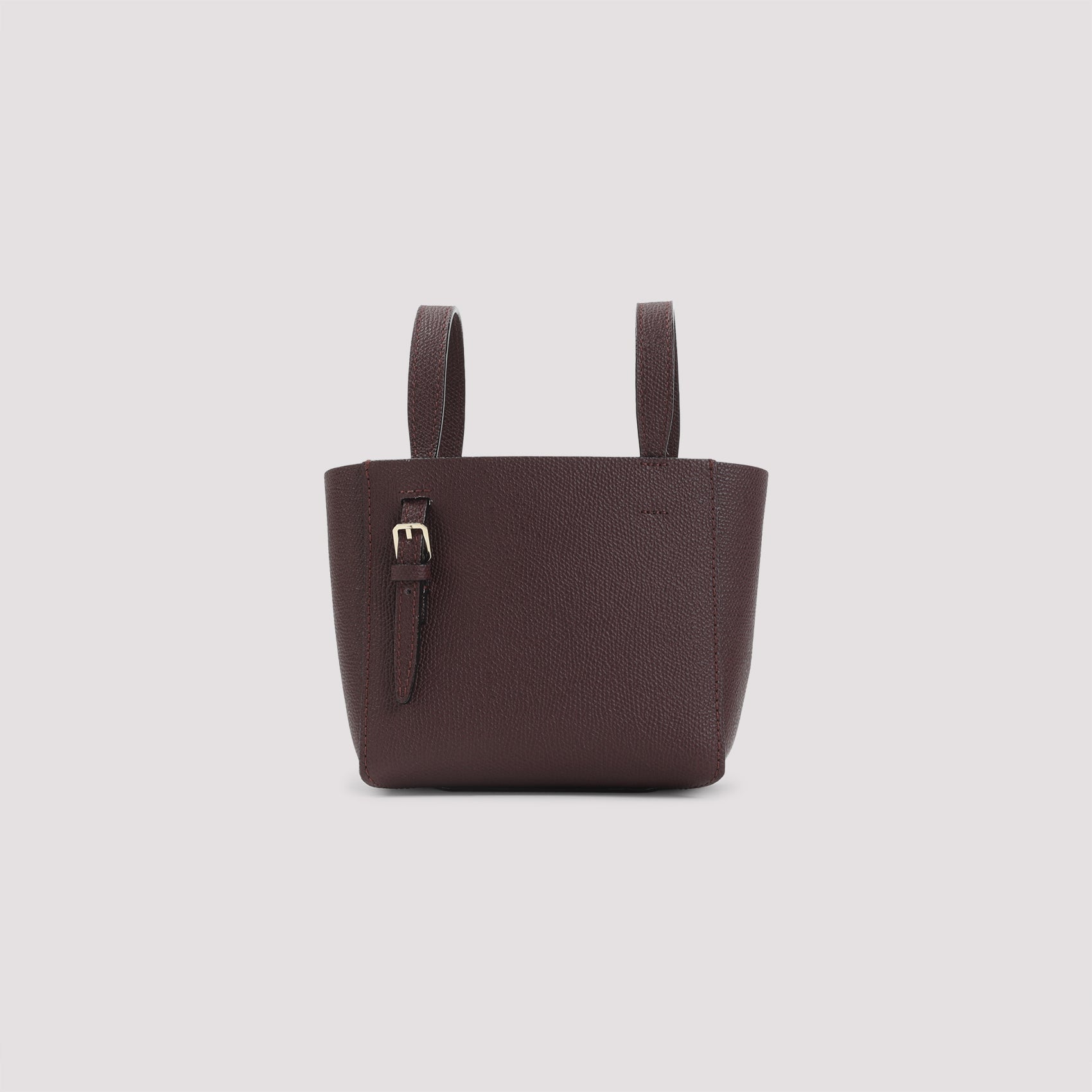 DARK RED BUCKET MINI CALF LEATHER SHOULDER BAG