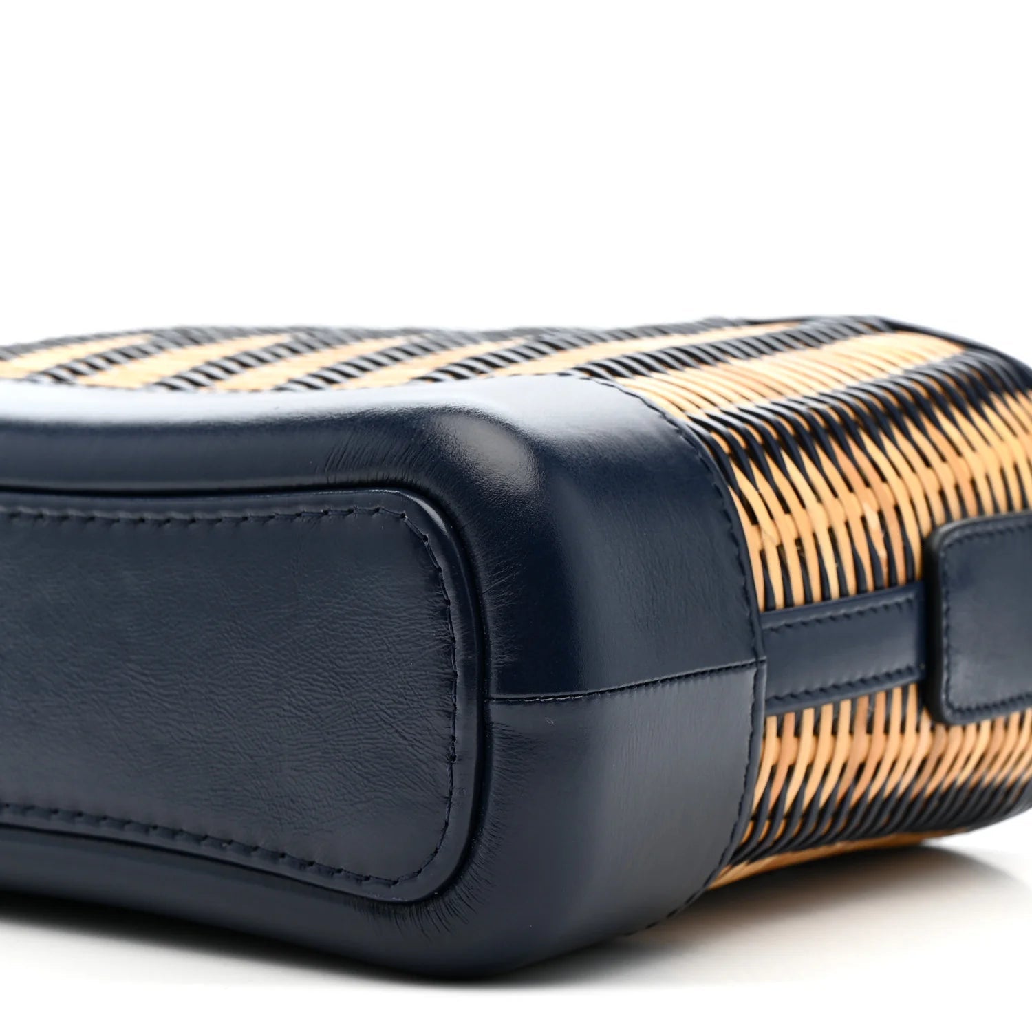 Rattan Calfskin Small Gabrielle Hobo Beige Navy