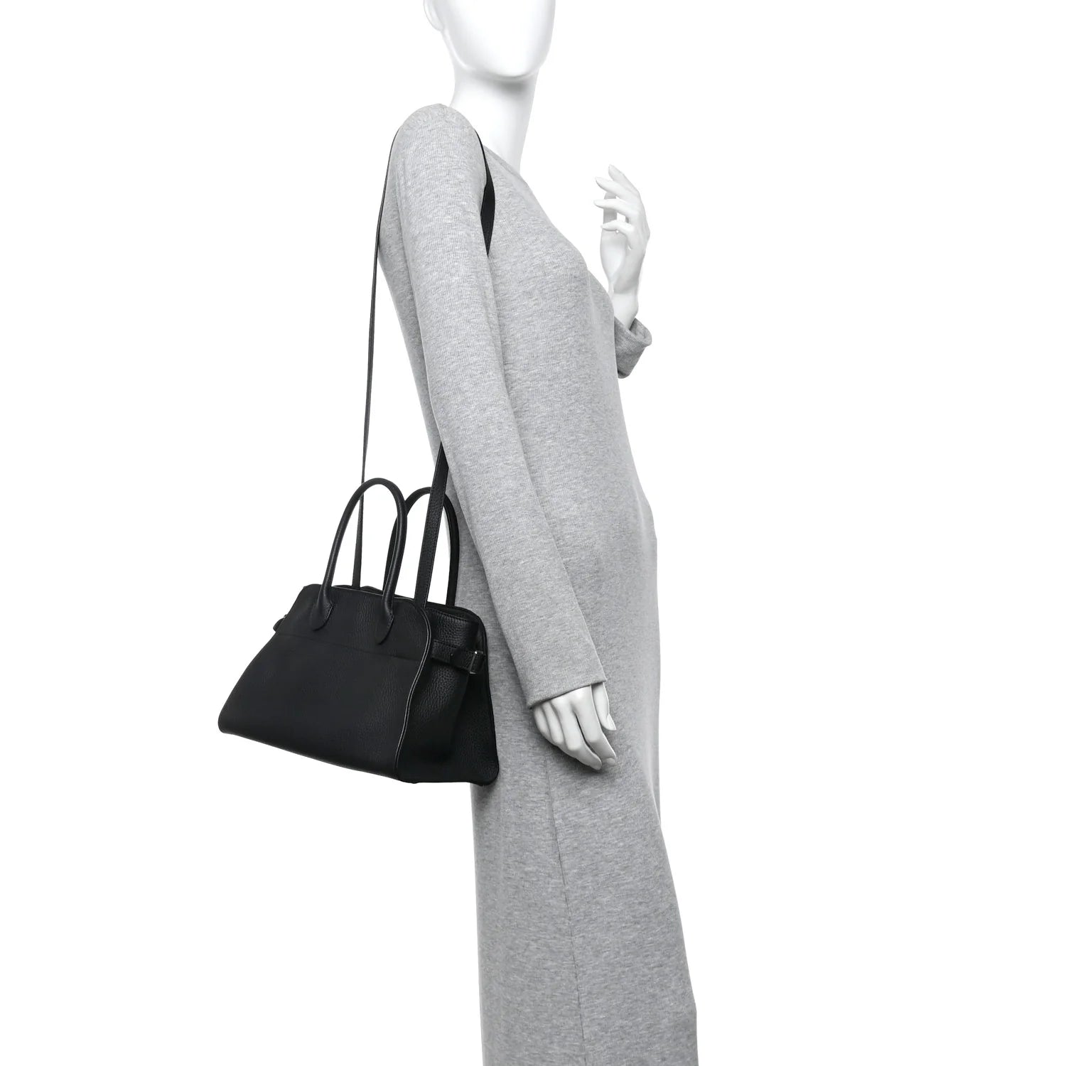 Grained Calfskin Soft Margaux 10 Bag Black