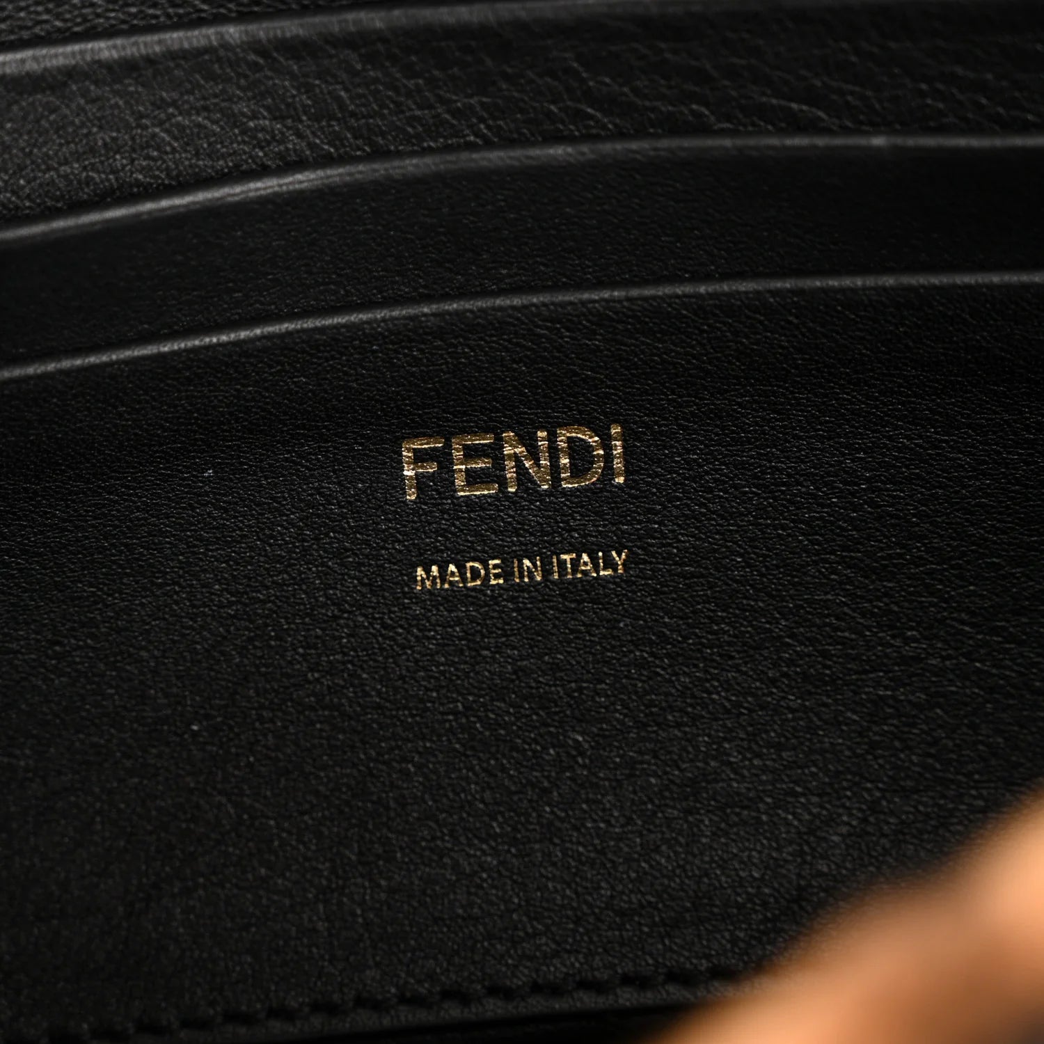 Shearling Vitello Dolce Macro FF 1974 Mini Baguette Tobacco Black