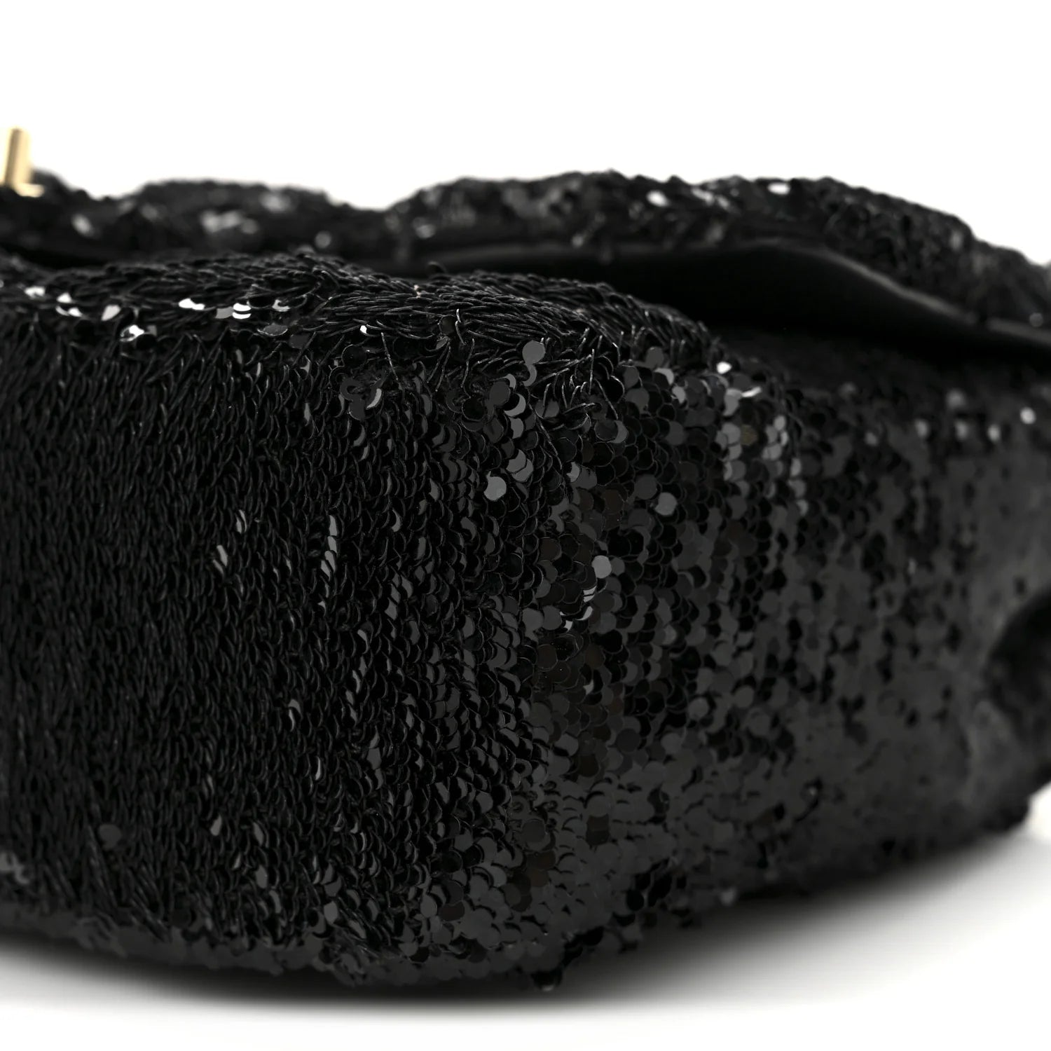 Sequin Quilted Small Single Flap Black