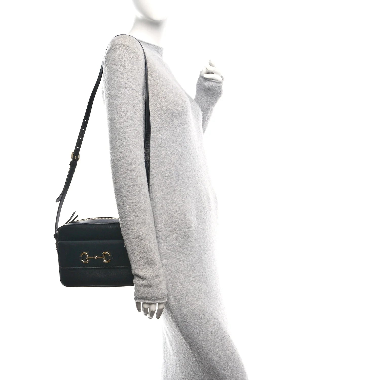 Textured Calfskin Small Horsebit 1955 Shoulder Bag Black