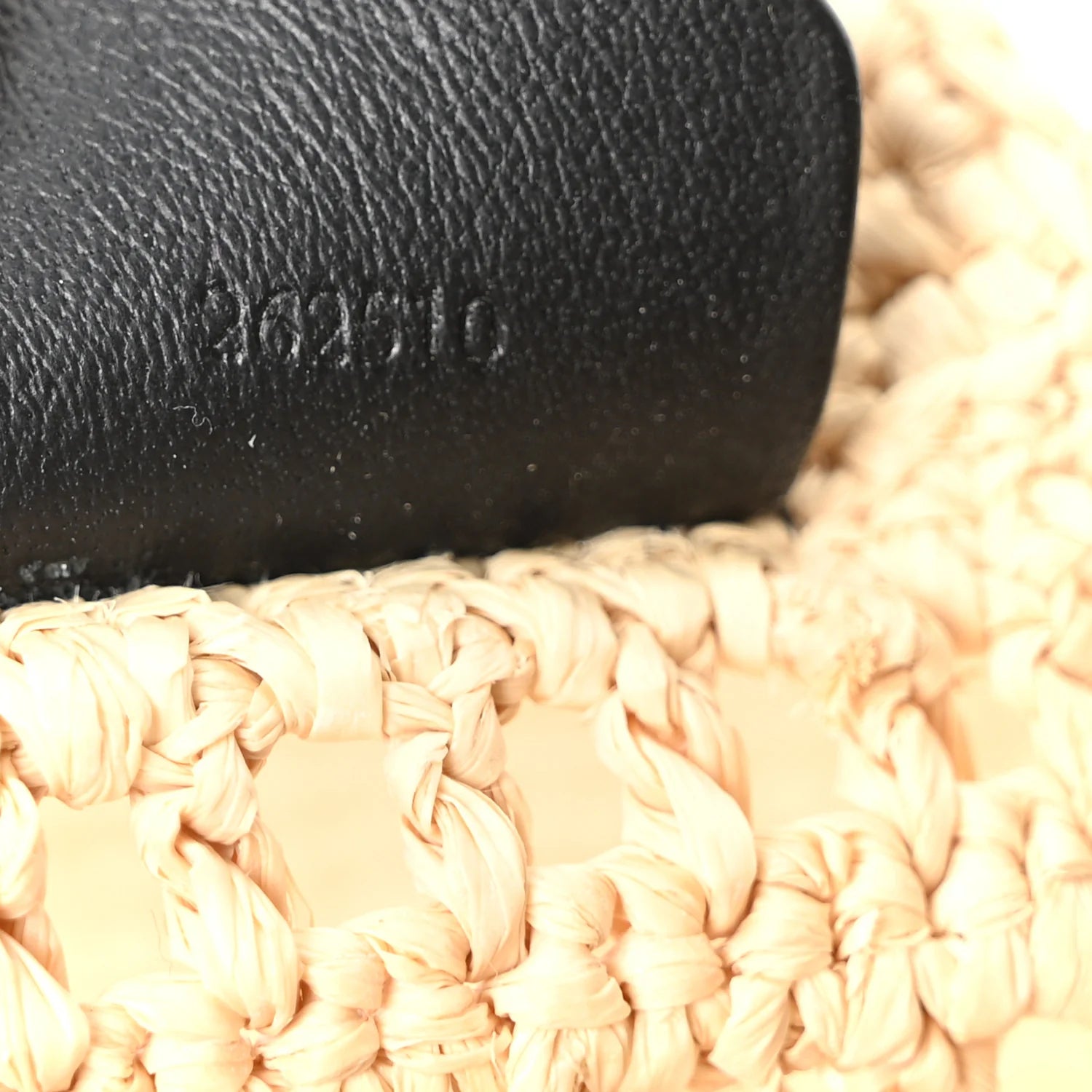 Raffia Logo Drawstring Pocket Crossbody Natural Black