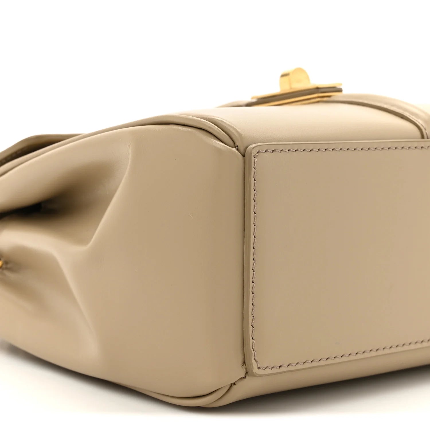 Satinated Calfskin Mini 16 Top Handle Bag Beige