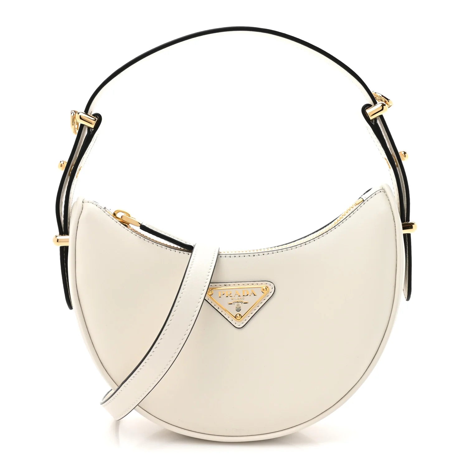 Soft Calfskin Small Arque Shoulder Bag White