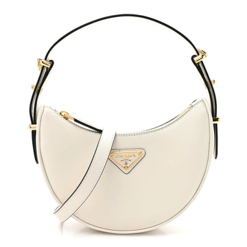 Soft Calfskin Small Arque Shoulder Bag White