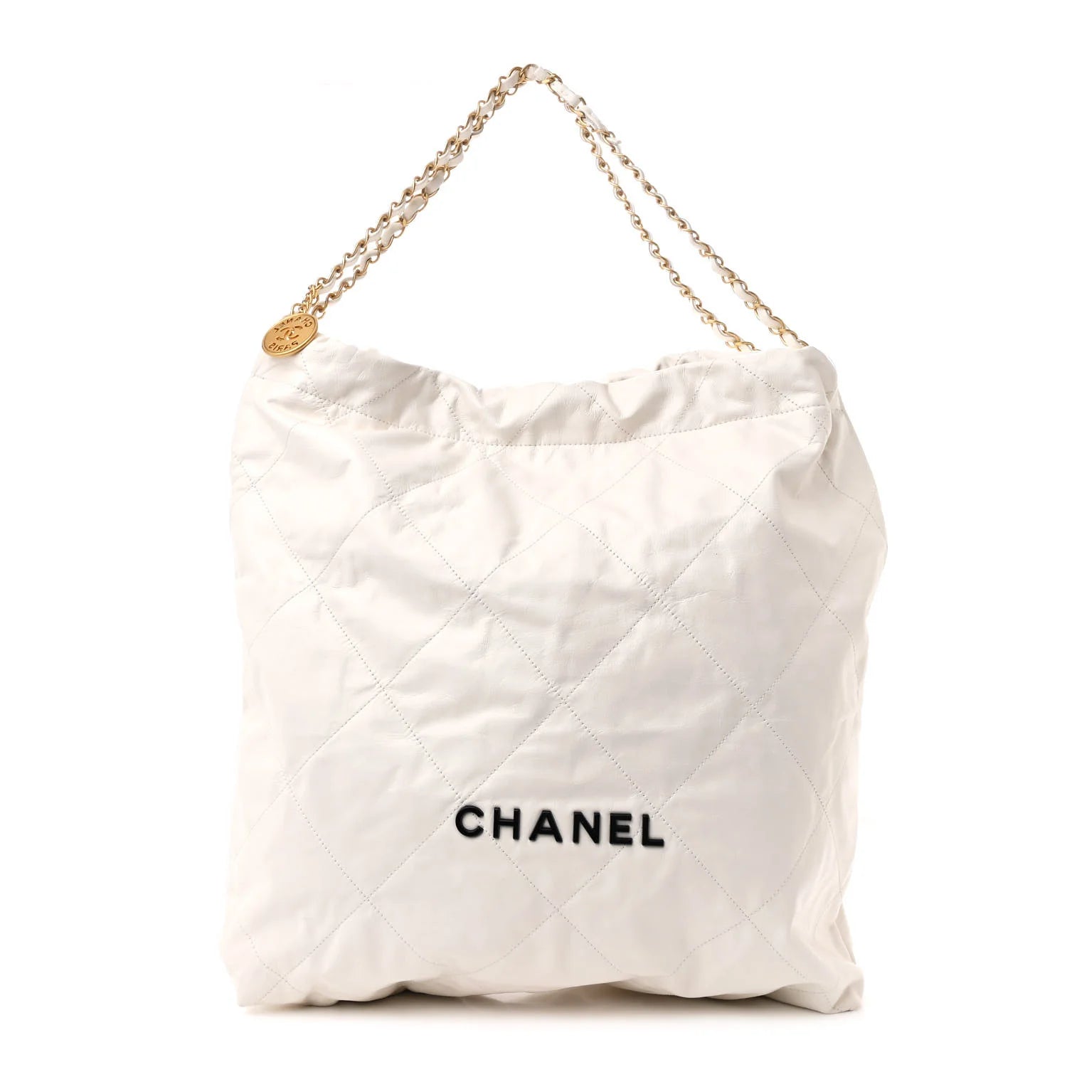 Shiny Calfskin Quilted  22 White Black