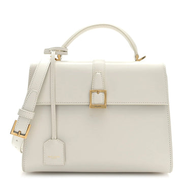 Shiny Calfskin Le Fermoir Top Handle Bag Small Crema Soft