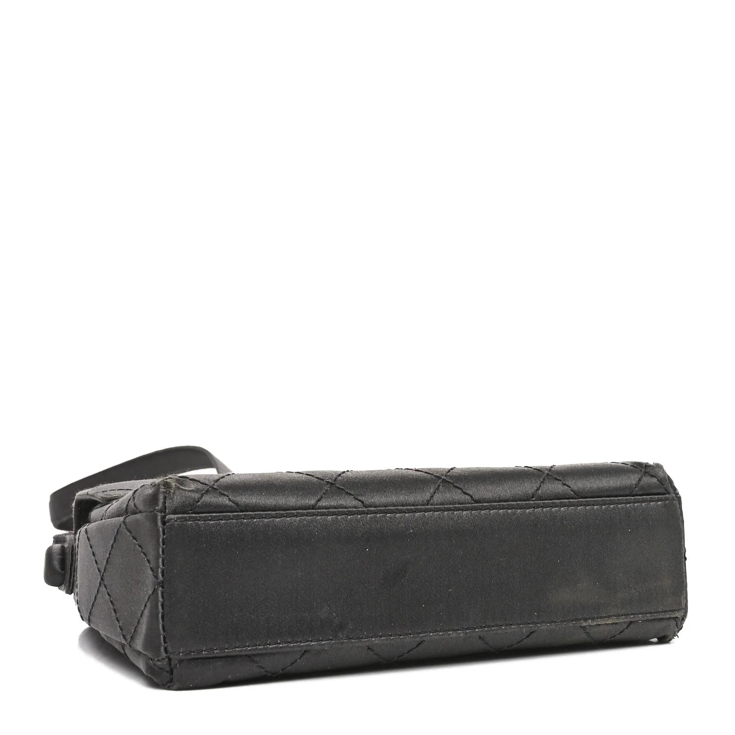 Satin Quilted Crystal CC Square Flap Grey