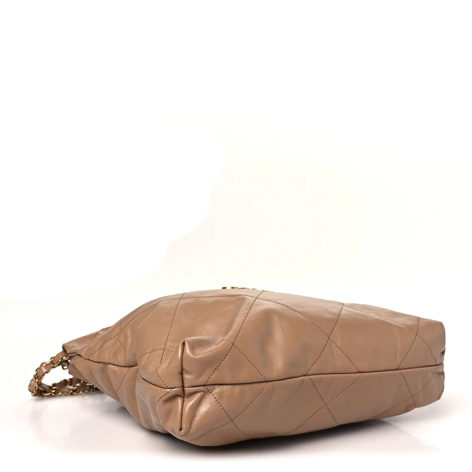 Shiny Calfskin Quilted Small  22 Beige