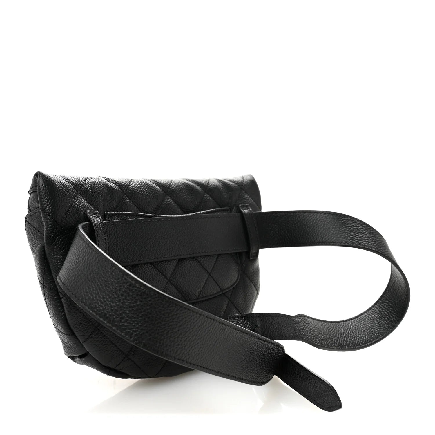 Grained Calfskin Quilted Waist Belt Bag Black