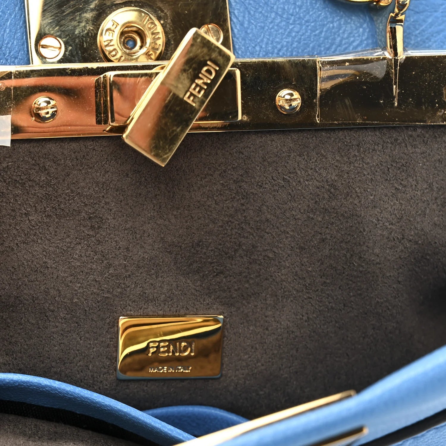Shiny Nappa Micro Peekaboo Iconic Satchel Blue Royal
