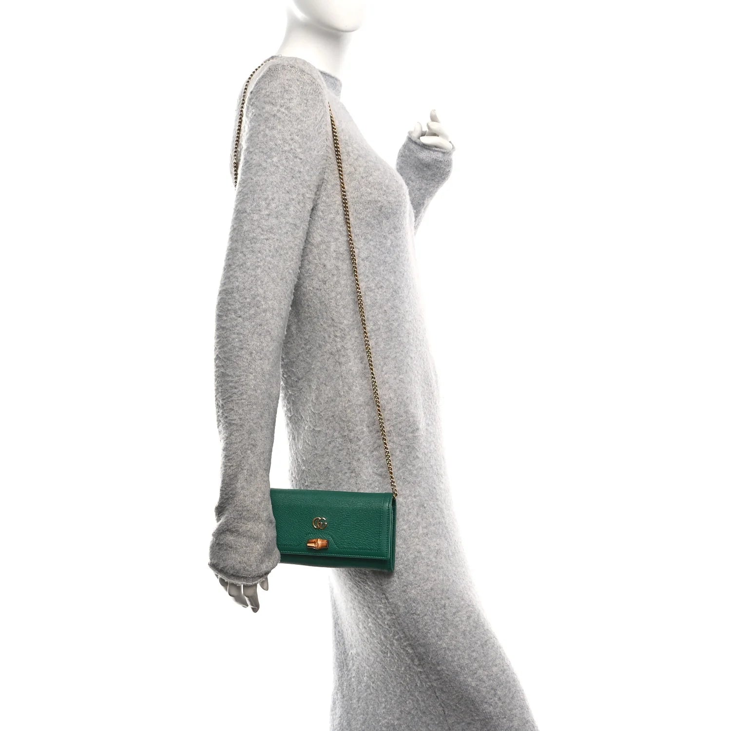 Wonka Grain Calfskin Diana Chain Wallet Black