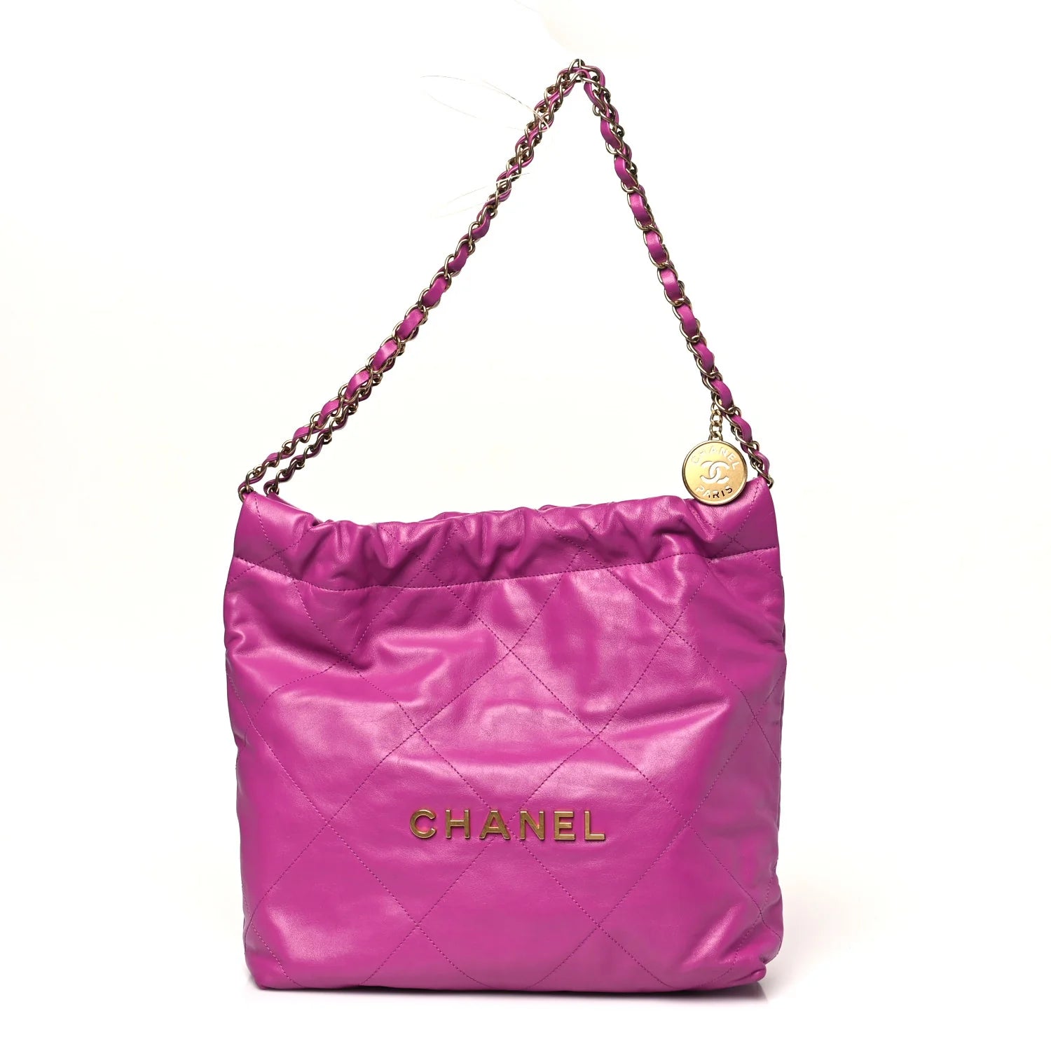 Shiny Calfskin Quilted Small  22 Fuchsia
