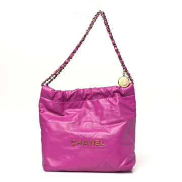 Shiny Calfskin Quilted Small  22 Fuchsia