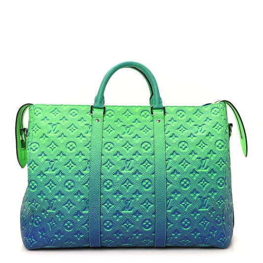 Taurillon Illusion Keepall Tote Bleu Vert