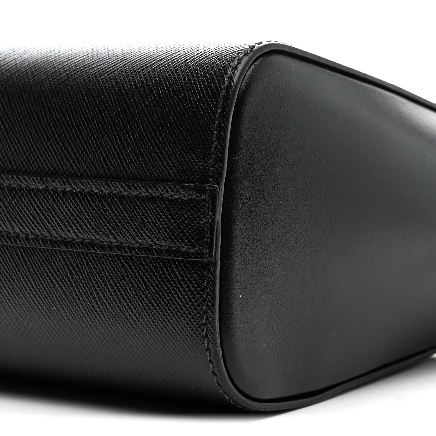 Saffiano Soft Calfskin Mini Zippered Crossbody Tote Black