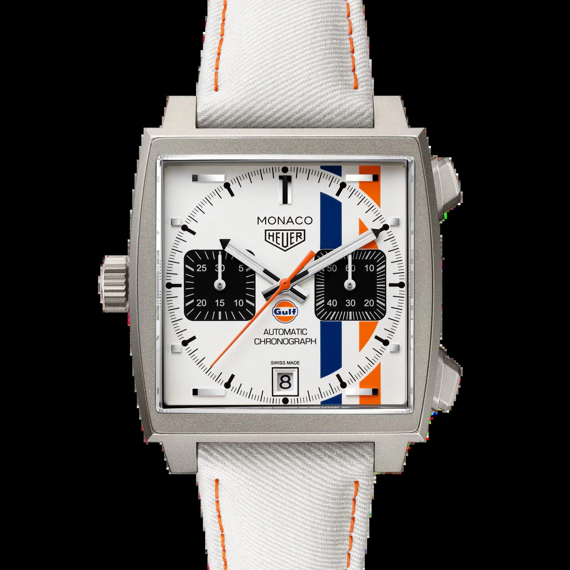 Unworn  Monaco Chronograph X Gulf Automatic, Titanium, 39Mm, Ref# CAW218G.EB0393, Box and Papers