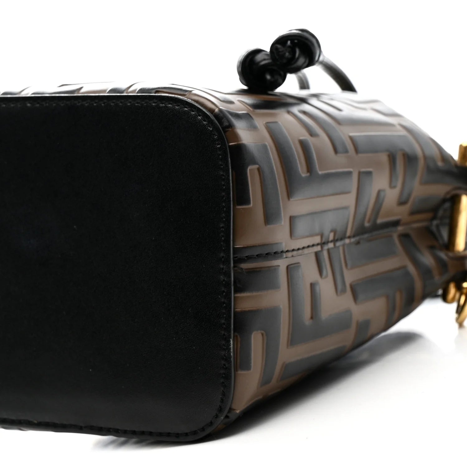 Vitello Liberty F Is  Bi-Color FF 1974 Embossed Mini Mon Tresor Bucket Bag Maya Black